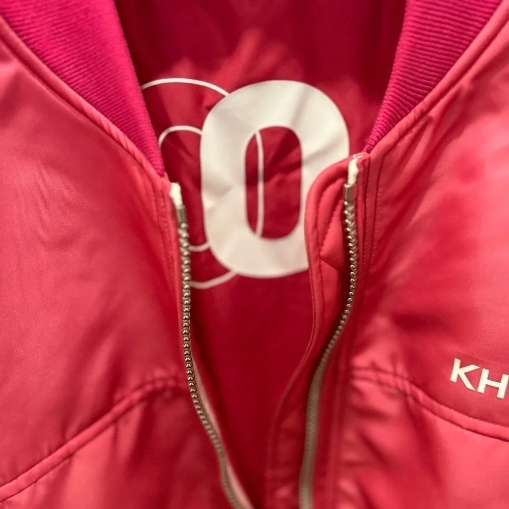 Khrisjoy NWT Satin Oversized Bomber Jacket in Pink GARDENIA Sz 0 (S)